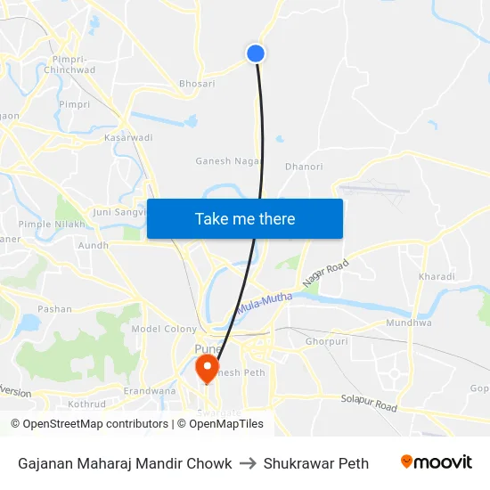 Gajanan Maharaj Mandir Chowk to Shukrawar Peth map