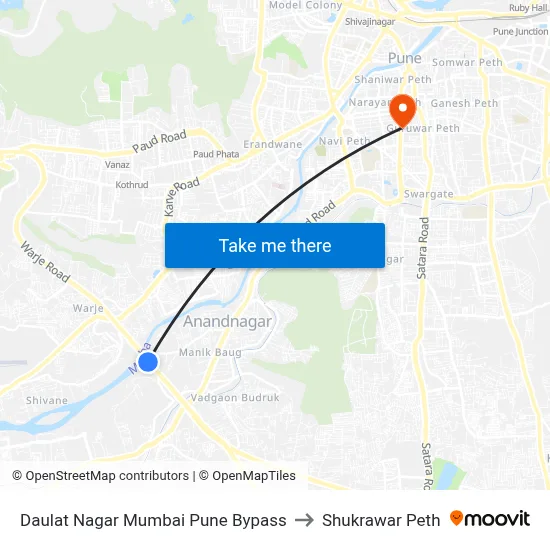 Daulat Nagar Mumbai Pune Bypass to Shukrawar Peth map