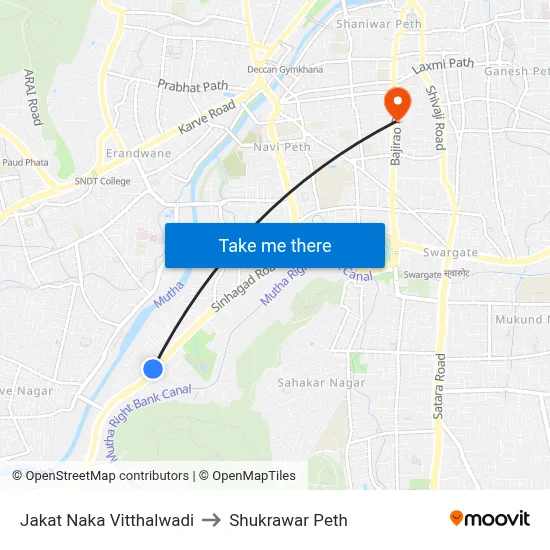 Jakat Naka Vitthalwadi to Shukrawar Peth map