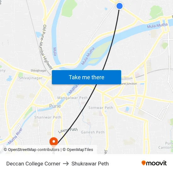 Deccan College Corner to Shukrawar Peth map