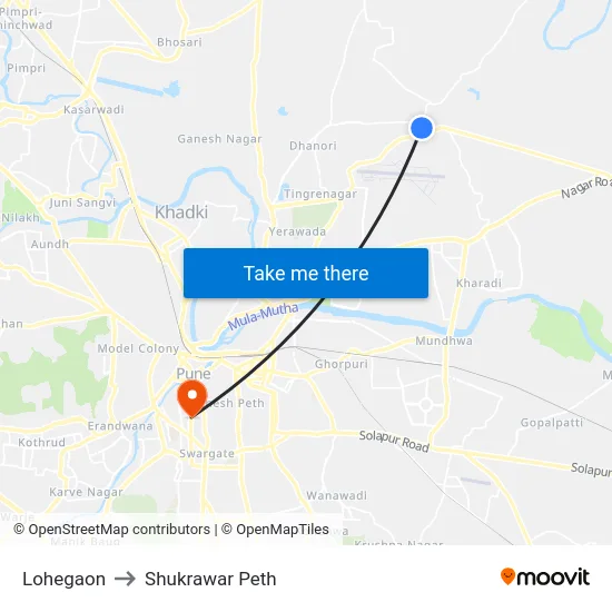 Lohegaon to Shukrawar Peth map