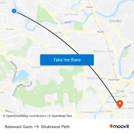 Balewadi Gaon to Shukrawar Peth map