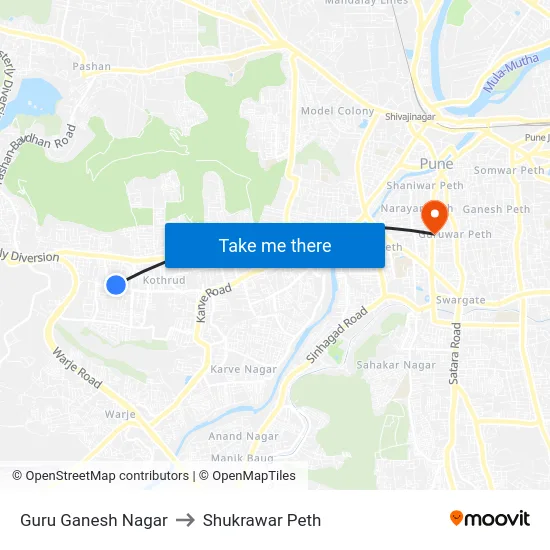 Guru Ganesh Nagar to Shukrawar Peth map