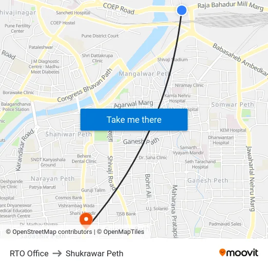 RTO Office to Shukrawar Peth map
