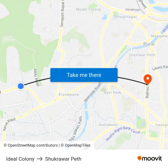 Ideal Colony to Shukrawar Peth map