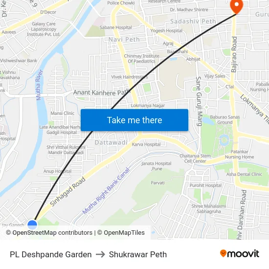 PL Deshpande Garden to Shukrawar Peth map