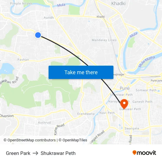 Green Park to Shukrawar Peth map
