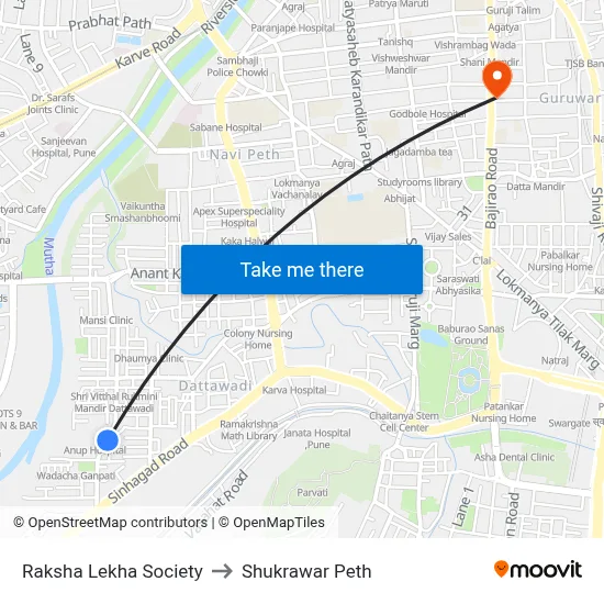 Raksha Lekha Society to Shukrawar Peth map