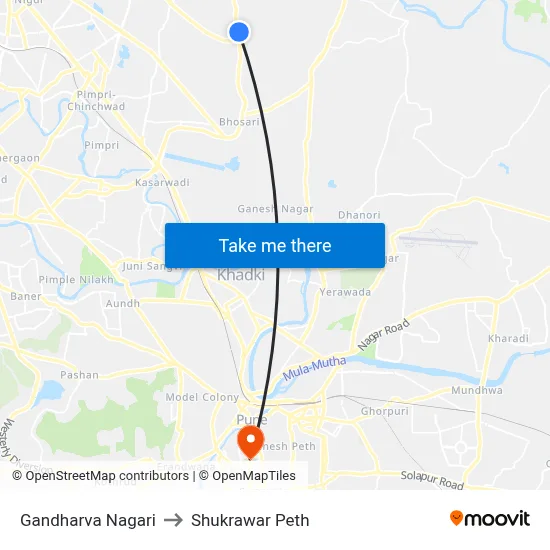 Gandharva Nagari to Shukrawar Peth map