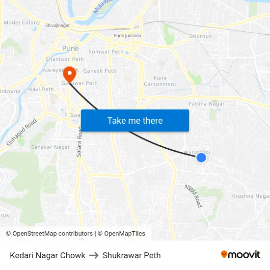 Kedari Nagar Chowk to Shukrawar Peth map