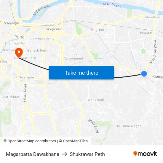 Magarpatta Dawakhana to Shukrawar Peth map