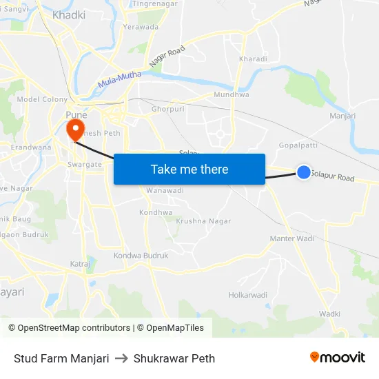 Stud Farm Manjari to Shukrawar Peth map