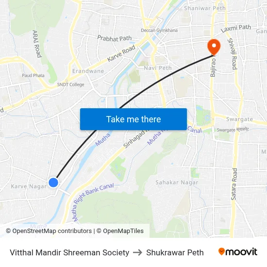 Vitthal Mandir Shreeman Society to Shukrawar Peth map