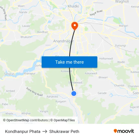 Kondhanpur Phata to Shukrawar Peth map