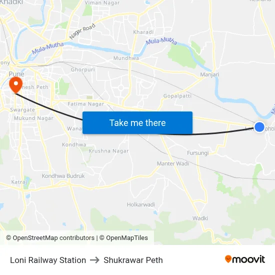 Loni Railway Station to Shukrawar Peth map