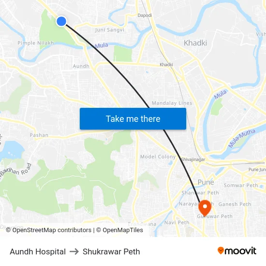 Aundh Hospital to Shukrawar Peth map