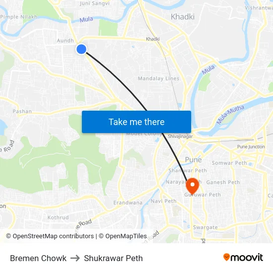 Bremen Chowk to Shukrawar Peth map