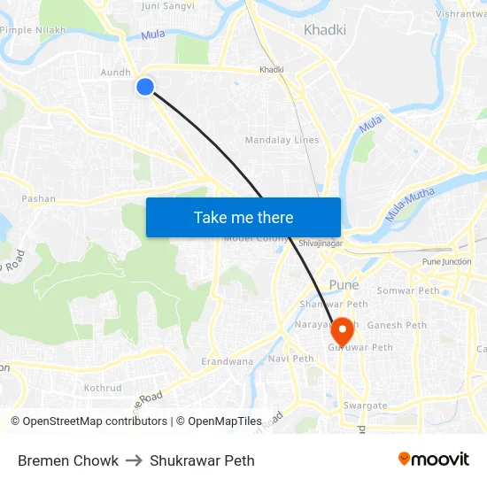 Bremen Chowk to Shukrawar Peth map
