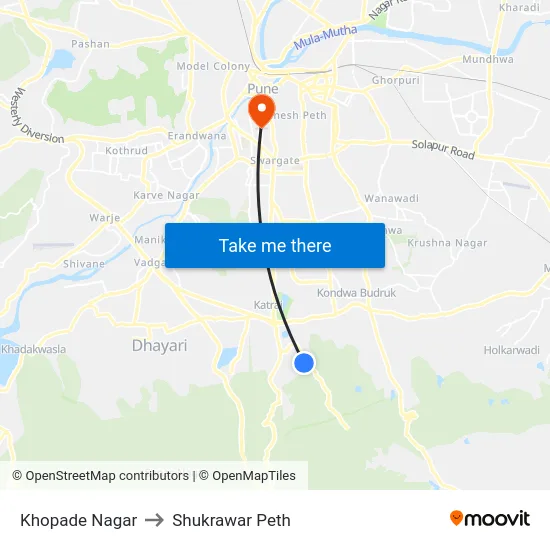 Khopade Nagar to Shukrawar Peth map