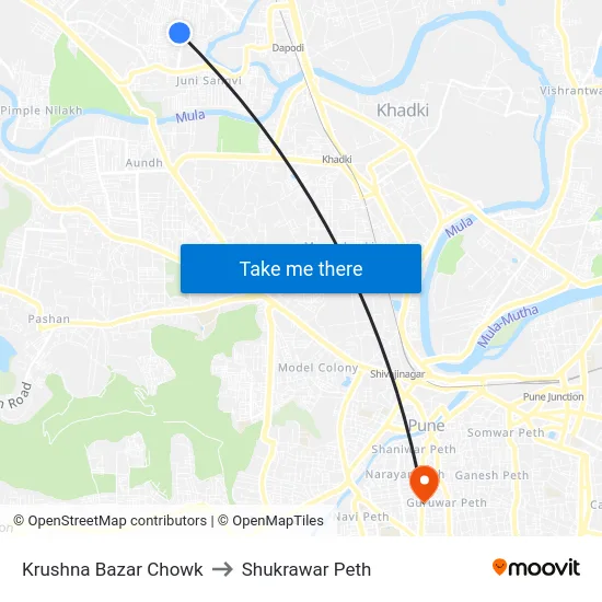 Krushna Bazar Chowk to Shukrawar Peth map