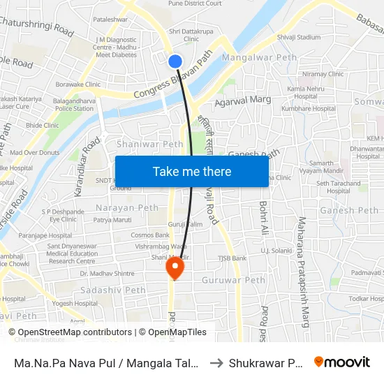 Ma.Na.Pa Nava Pul / Mangala Talkies to Shukrawar Peth map