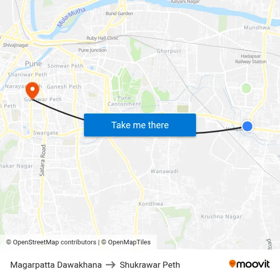 Magarpatta Dawakhana to Shukrawar Peth map