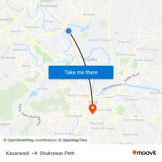 Kasarwadi to Shukrawar Peth map