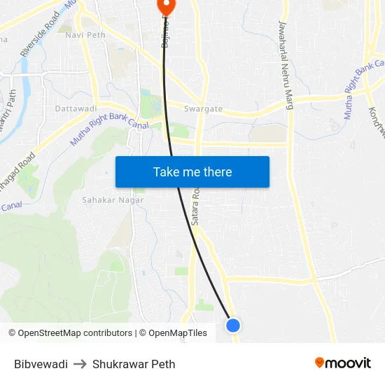 Bibvewadi to Shukrawar Peth map