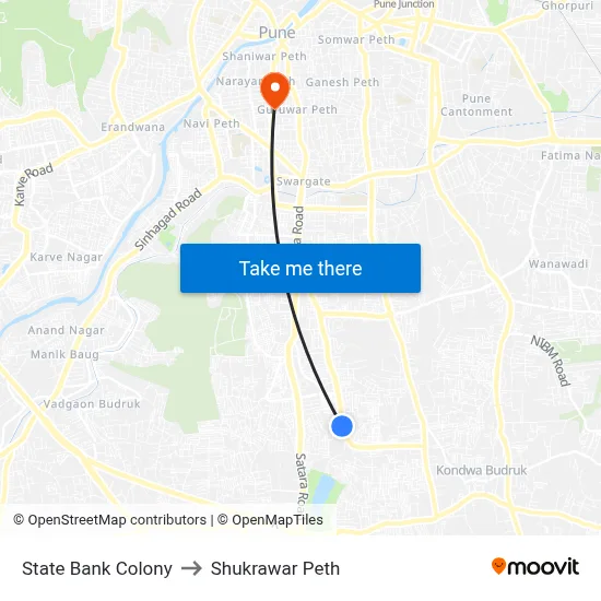 State Bank Colony to Shukrawar Peth map
