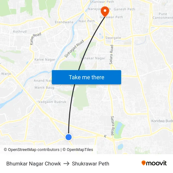 Bhumkar Nagar Chowk to Shukrawar Peth map