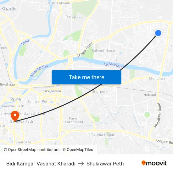 Bidi Kamgar Vasahat Kharadi to Shukrawar Peth map