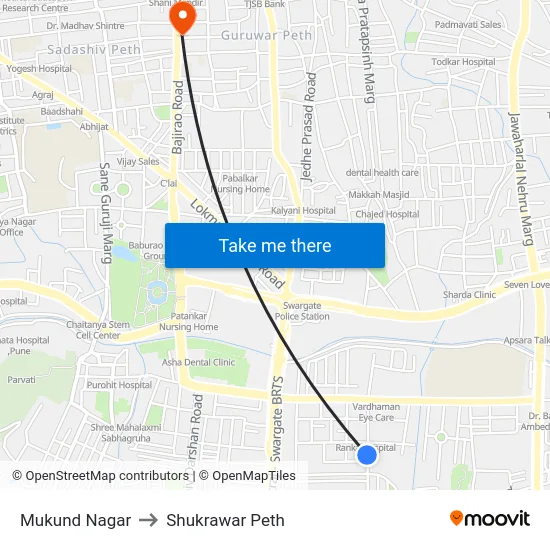 Mukund Nagar to Shukrawar Peth map