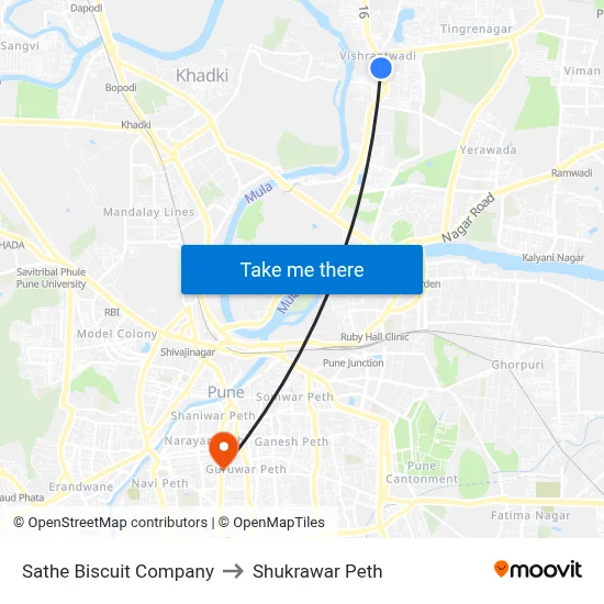 Sathe Biscuit Company to Shukrawar Peth map