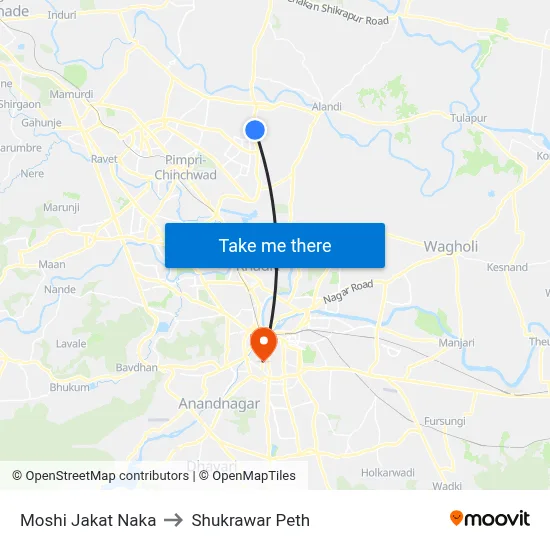 Moshi Jakat Naka to Shukrawar Peth map