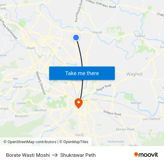 Borate Wasti Moshi to Shukrawar Peth map