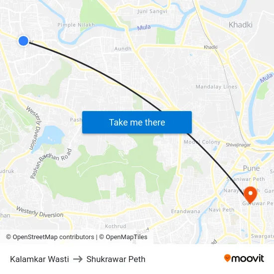 Kalamkar Wasti to Shukrawar Peth map