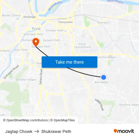Jagtap Chowk to Shukrawar Peth map