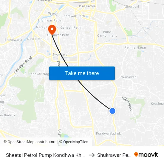 Sheetal Petrol Pump Kondhwa Khurd to Shukrawar Peth map