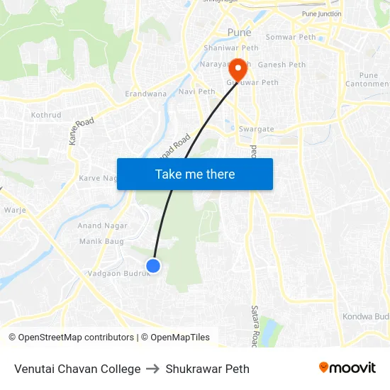 Venutai Chavan College to Shukrawar Peth map