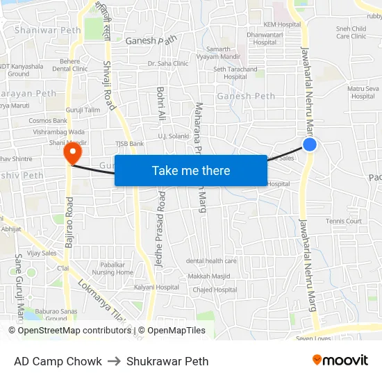 AD Camp Chowk to Shukrawar Peth map