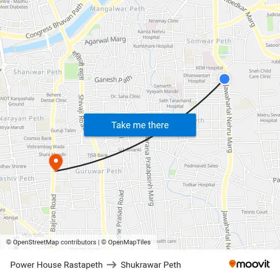Power House Rastapeth to Shukrawar Peth map