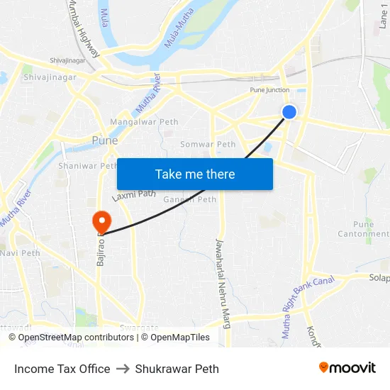 Income Tax Office to Shukrawar Peth map