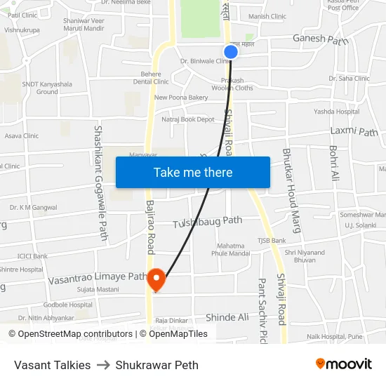 Vasant Talkies to Shukrawar Peth map