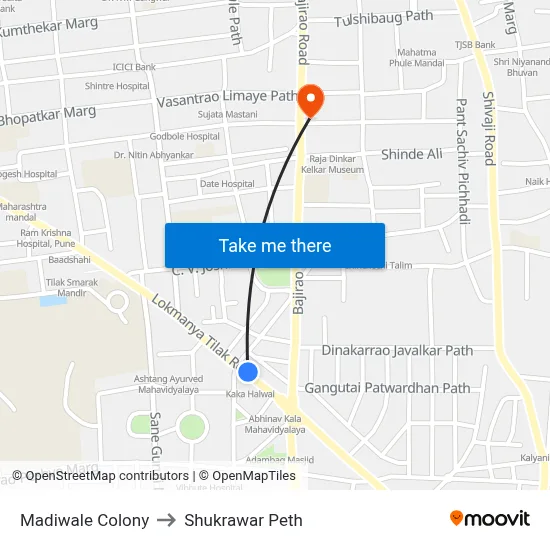 Madiwale Colony to Shukrawar Peth map