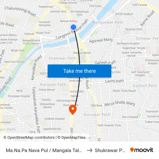 Ma.Na.Pa Nava Pul / Mangala Talkies to Shukrawar Peth map