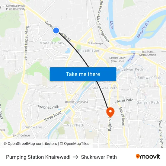 Pumping Station Khairewadi to Shukrawar Peth map