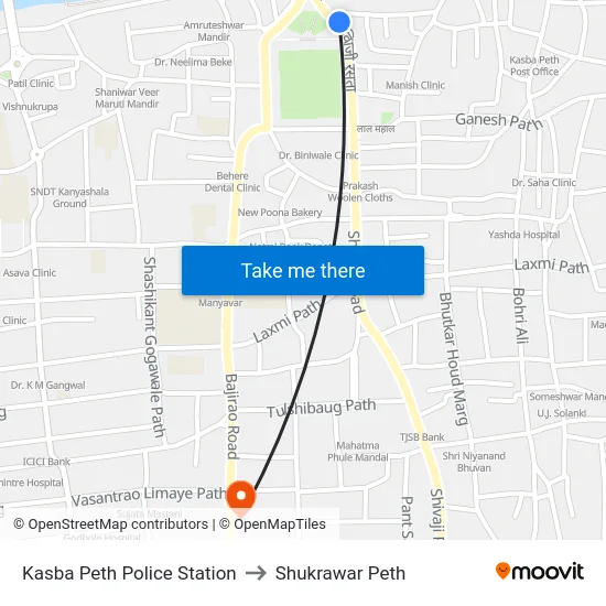 Kasba Peth Police Station to Shukrawar Peth map
