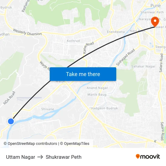 Uttam Nagar to Shukrawar Peth map