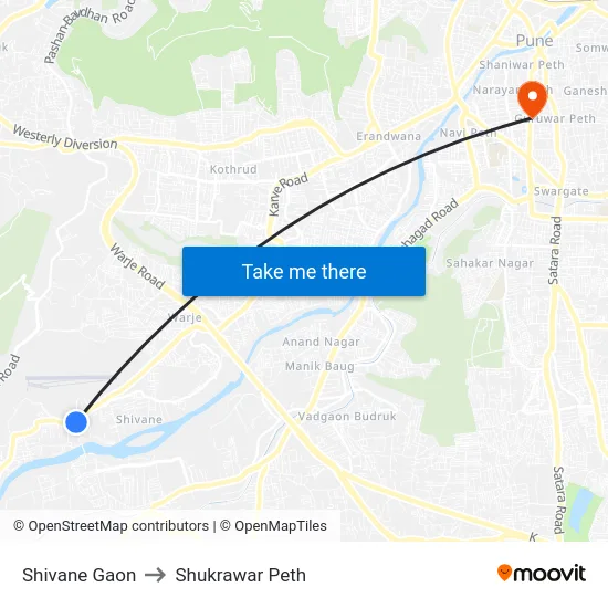 Shivane Gaon to Shukrawar Peth map