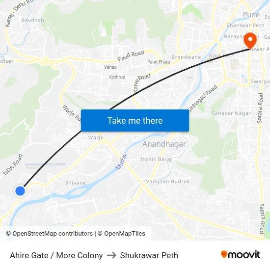 Ahire Gate / More Colony to Shukrawar Peth map